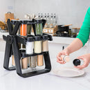 Premium 360° Rotating Spice Rack: Set with 18 Glass Jars – Maximum Organization in the Kitchen.